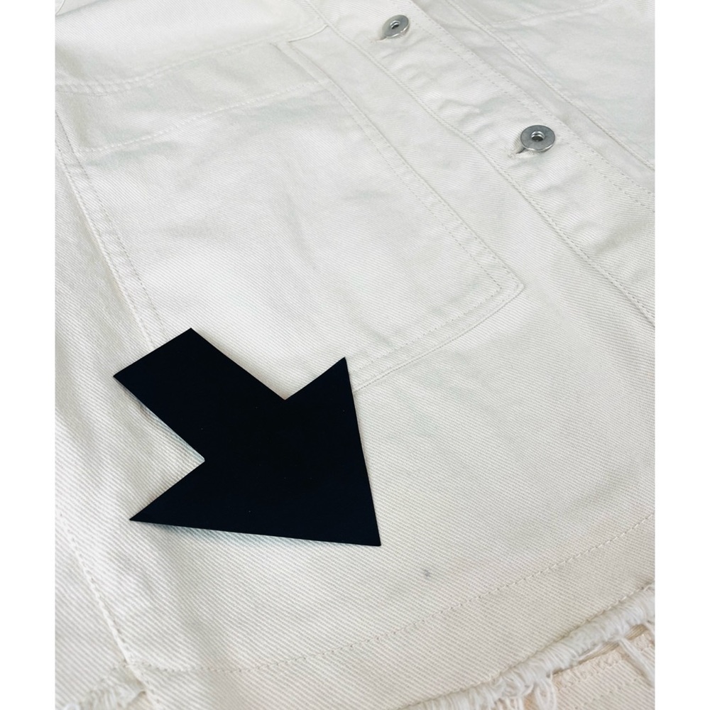 ZARA • Cream Cropped Frayed Hem Denim Jacket, XS - Picture 14 of 16